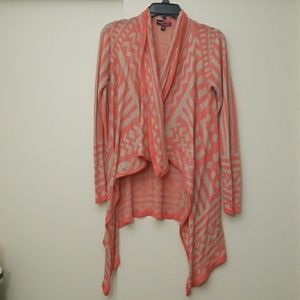 Coral and Tan Aztec Print Cardigan